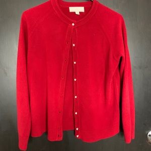 NWOT Red Cardigan with Pearl Buttons